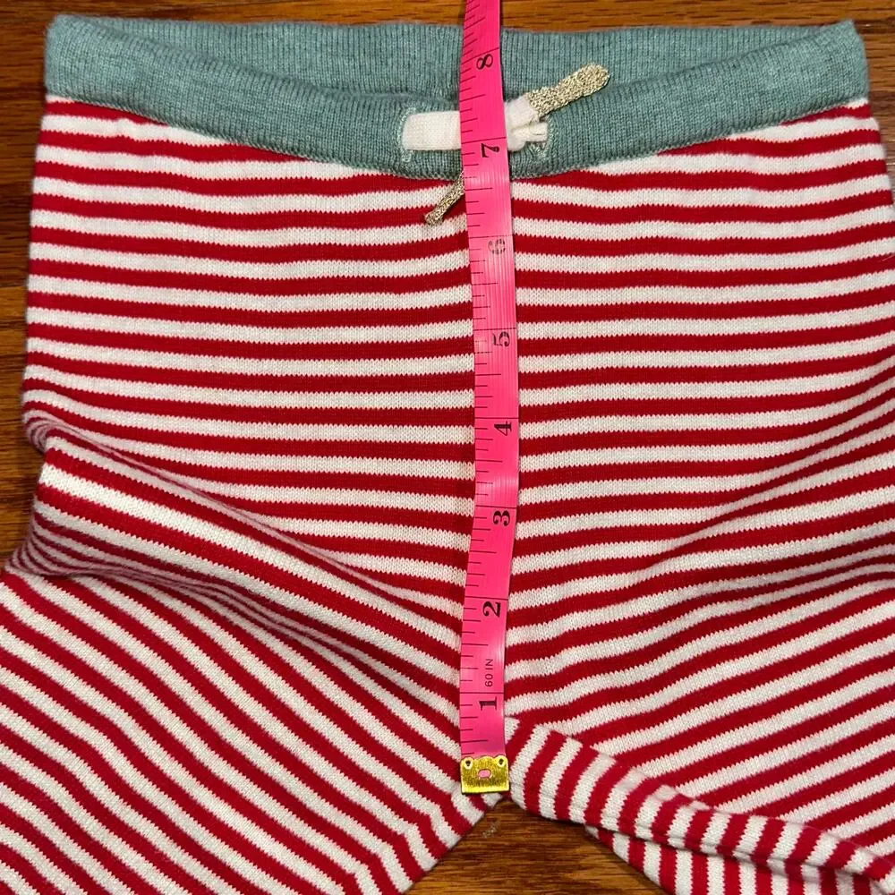 Baby Boden Red White Striped Knit Cotton Pull On Unisex Pants Size 12-18M